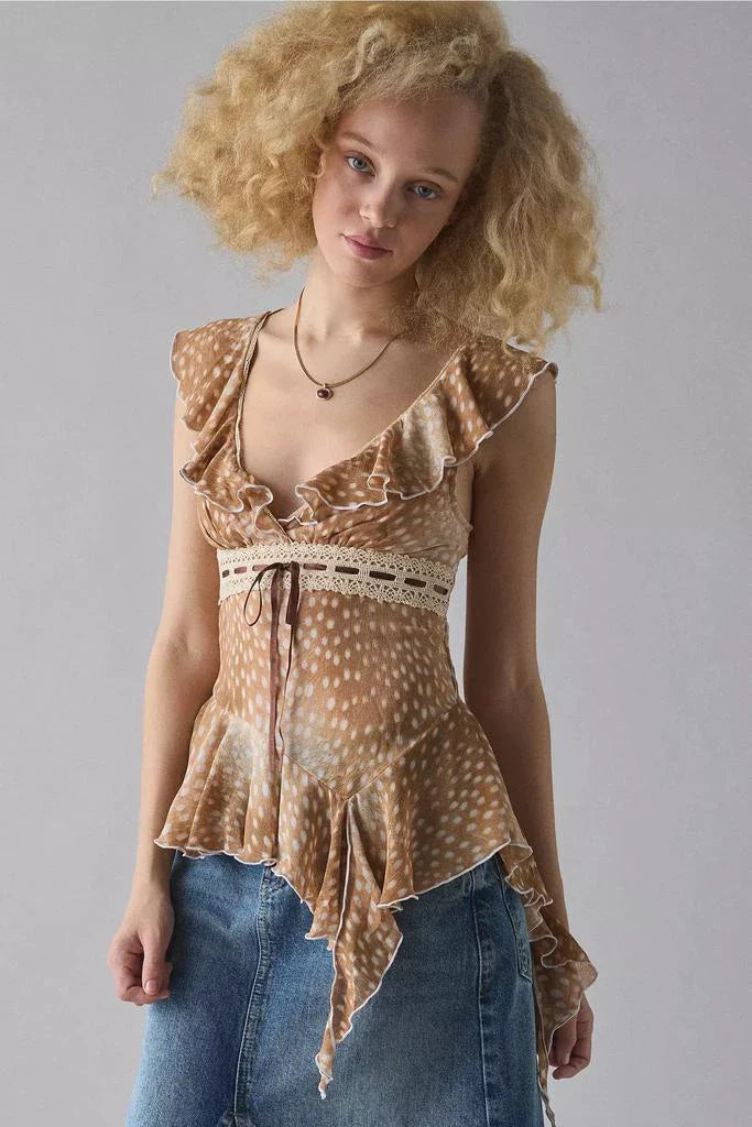 Asymmetric Ruffle Blouse