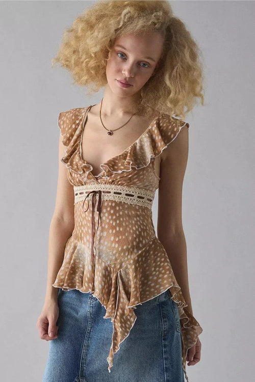 Asymmetric Ruffle Blouse