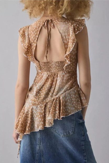 Asymmetric Ruffle Blouse