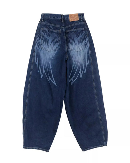 Angel Wing Print Wide-Leg Jeans VIP