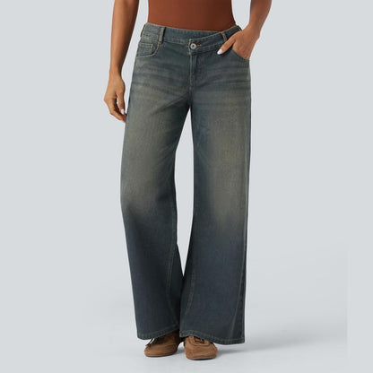 Lounge Flex PerfectFit™ Asymmetric Baggy Wide-Leg Jeans - Lounge