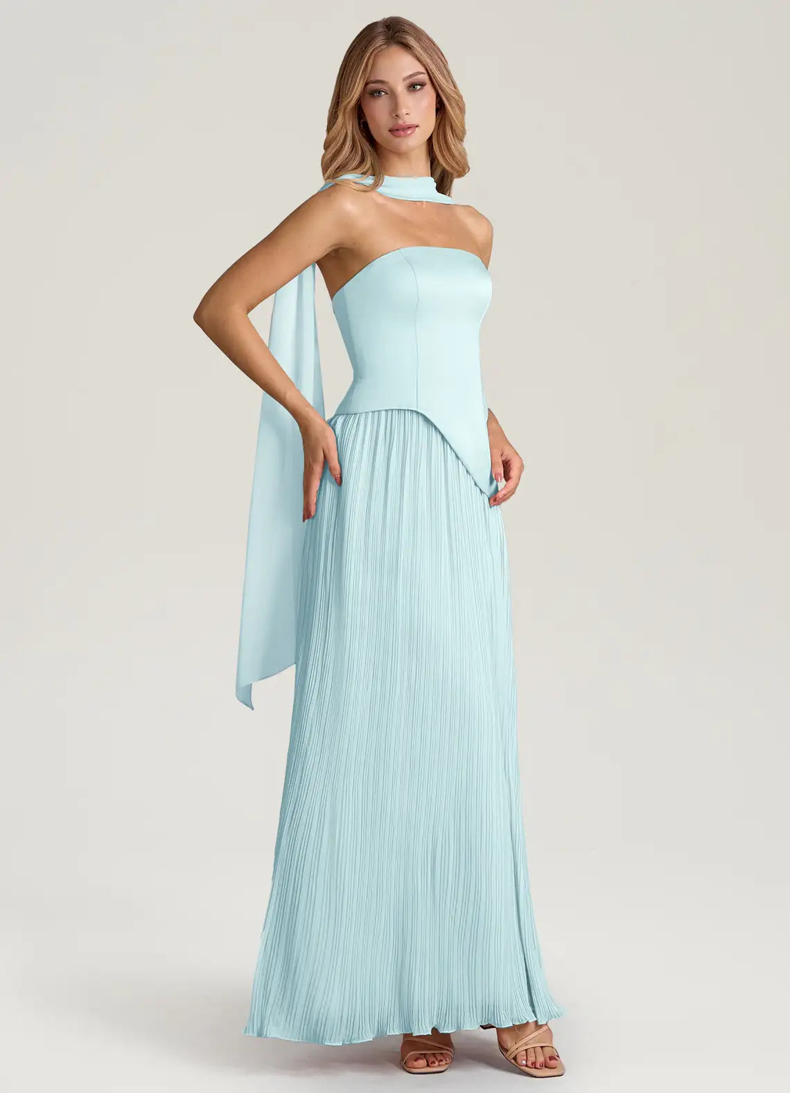 A-Line Strapless Chiffon Convertible Dress